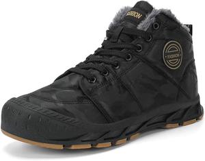 Зимние ботинки Qacksv для мужчин, высокие водонепроницаемые зимние ботинки с меховой подкладкой и утеплителем, теплые дышащие камуфляжные снегоступы для активного отдыха и повседневной носки, черный