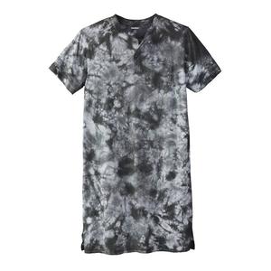 Мужская ночная рубашка на пуговицах с короткими рукавами Kingsize для больших и высоких людей KingSize, цвет Black White Marble