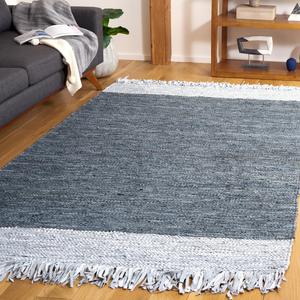 Ковер SAFAVIEH, 122 x 183 см, Vintage Leather Collection, Light Grey & Dark Grey, ручной работы, бохо с бахромой из кожи, идеально для помещений с высокой проходимостью: прихожая, гостиная, спальня (VTL310A)