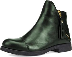 Женские ботильоны на низком каблуке с круглым носком, боковой молнией, грубой подошвой, модные туфли для ходьбы, размеры 4-16 US Wo wagas, Green