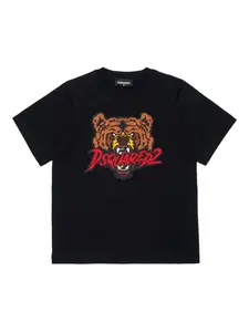 Футболка с вышивкой DSQUARED2 KIDS, черный