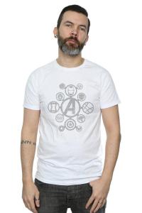 Футболка с потертыми металлическими значками «Мстители: Война бесконечности» Marvel, белый