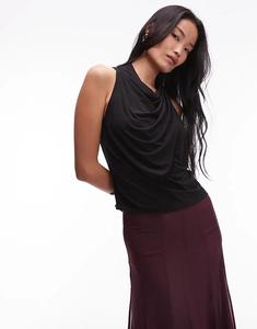 & Other Stories топ с драпировкой и халтернеем черного цвета