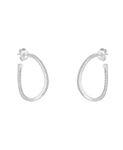 Большие волнистые серьги-кольца из стерлингового серебра с внутренними драгоценными камнями Spero London, silver