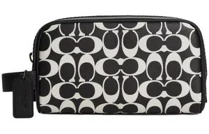 Дорожный набор Coated Canvas с сумкой для хранения из телячьей кожи Unisex Gunmetal & Black & Chalk COACH, Chalk