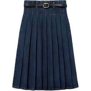 Юбка миди плиссированная denim Self-portrait, синий
