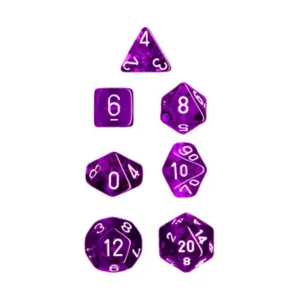 Поли-набор фиолетовый с белым — пересмотрено (7), Dice - Translucent - Poly Sets (Chessex)