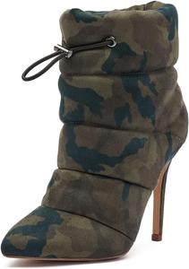 Женские ботильоны Jessica Simpson Padina с заостренным носком, стеганые, на высоком каблуке-стилетто, Camo Green