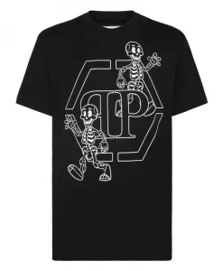 Футболка с круглым вырезом и скелетом Philipp Plein, черный