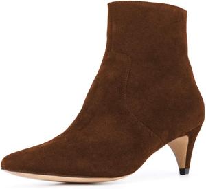 Женские ботильоны XYD с острым носком, низким каблуком-китеном, классической боковой молнией, элегантные зимние туфли для девушек, Saddle Brown