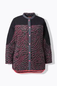 ULLA POPKEN Женская длинная флисовая куртка с тигровым принтом, воротником-стойкой, длинными рукавами.