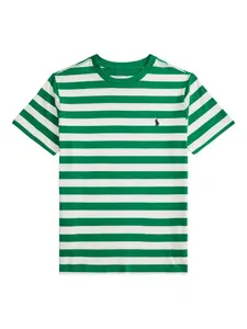 Полосатая футболка с вышитым логотипом Polo Ralph Lauren Kids, зеленый