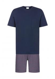 Короткие шорты из хлопка с красным кафелем минималистичный дизайн Mey, синий