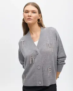 Женский кардиган с декоративными камнями и застежкой на пуговицы Lola Casademunt, серый