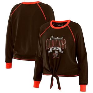 Женский топ с длинными рукавами и завязкой Cleveland Browns коричневый/оранжевый Wear By Erin Andrews