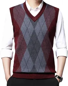 Мужская утепленная повседневная майка-свитер для осени и зимы. Теплый мужской жилет Generic, красный