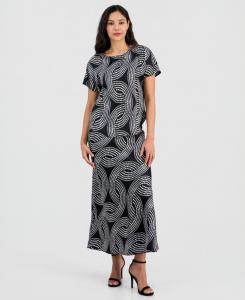 Женская юбка миди, надеваемая по косой Anne Klein, Anne Black/white Dove