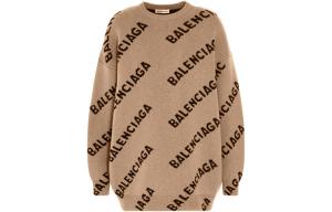 Свитер женский Balenciaga All Over Logo, бежевый / черный