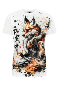 Футболки с принтом MIGHTY KITSUNE Mr. GUGU & Miss GO, белый