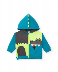 Толстовка с капюшоном для мальчика синего цвета с изображением дракона Tuc tuc