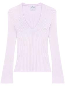 Джемпер в рубчик с V-образным вырезом Courrèges, розовый