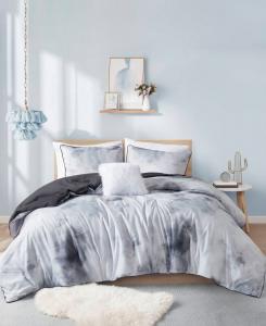 Комплект постельного белья Cassiopeia Watercolor Tie Dye, 4 предмета, размер King/California King Intelligent Design, Charcoal