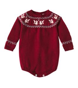 Детский шерстяной боди Fair Isle La Coqueta, бордовый