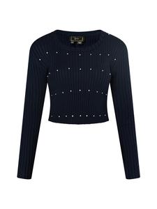 Женский свитер со стразами в темно-синем цвете faina