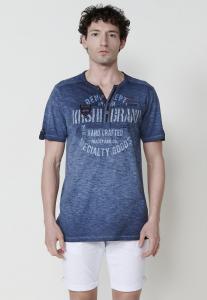 Футболка с принтом DE MANGA CORTA CON ABERTURA DEL CUELLO Koroshi, темно-синий