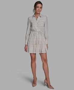 Женское полосатое мини-платье-рубашка на пуговицах BCBG, Charcoal