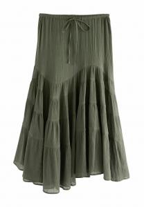 Юбка Next REGULAR FIT-BOHO TIERED MIDI, Khaki/Green/Green