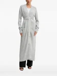 Кардиган-пальто с поясом Boss, серый