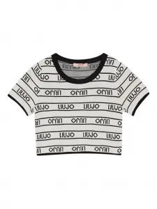 Топ с круглым вырезом и логотипом LIU JO, белый