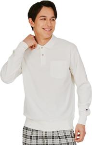 Поло с длинными рукавами, защитой от УФ-излучения, быстросохнущим, теплосберегающим материалом и графическим логотипом Champion, светло-бежевый