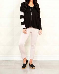 Толстовка с капюшоном на молнии в полоску черного/каменного цвета Angel Apparel