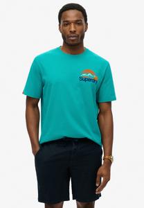 Футболка с принтом CORE LOGO GREAT OUTDOORS CHEST Superdry, бирюзовый