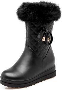 Женские ботильоны VOKLIN с круглым носком, утепленные мехом, элегантные, на щиколотку, с боковой молнией, скрытый низкий каблук, с бантом, короткие зимние, Black
