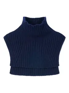 Кашемировый нагрудник в рубчик с высоким воротником Eric Bompard, синий