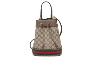 Ophidia Canvas С Кожаной Шнуровой Сумка-Ведро На Ремне Через Плечо Маленький Размер Женская Эбони/Коричневый GUCCI