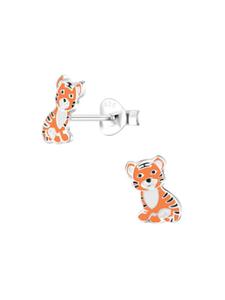 Alexander York Серьги в виде тигра, серьги-гвоздики из серебра 925 пробы, комплект из 2 штук