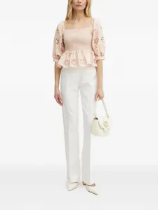 Смокированная блуза с цветочной вышивкой Fracomina, розовый