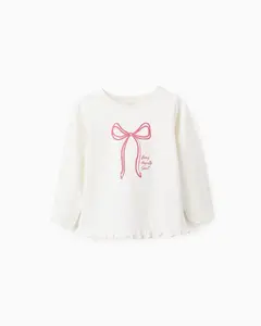 Детская футболка с принтом и оборками Zippy, белый