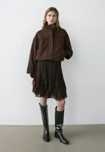 Асимметричная мини-юбка с оборками Massimo Dutti, Dark Brown