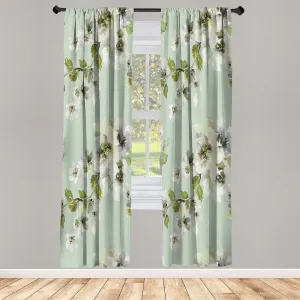 Шторы ABAKUHAUS с цветочным принтом, комплект из 2 панелей для гостиной/спальни, акварельный стиль шебби-шик, натуральные лепестки цветов в нежных тонах, 150 см x 175 см, бледно-зеленый Abakuhaus