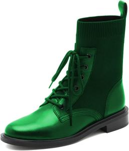 Женские эластичные ботильоны YDN с круглым носком, плоской подошвой и завязками, удобные для прогулок на улице, противоскользящие, размеры 4-15 US, Green