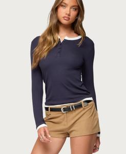 Женская футболка-поло с контрастными многослойными деталями Edikted, Navy