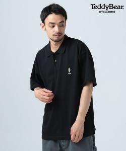 Футболка-поло с коротким рукавом, с вышивкой в виде плюшевого мишки, антибактериальная BAYFLOW, черный