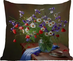Подушка для улицы - Цветы - Чай - Натюрморт - 50x50 см - Устойчива к погодным условиям - Подушка для отдыха - Удобная - Подушка с рисунком MuchoWow