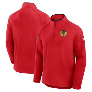 Мужской красный свитер Chicago Blackhawks Authentic Pro Rink Training Centennial с рукавом реглан и молнией на четверть Fanatics