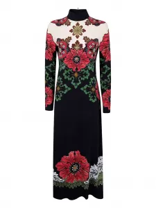 Платье с высоким воротником и цветочным принтом La DoubleJ, черный